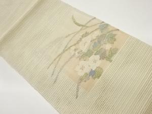 絽綴れ色紙にすすき・花模様織出し名古屋帯